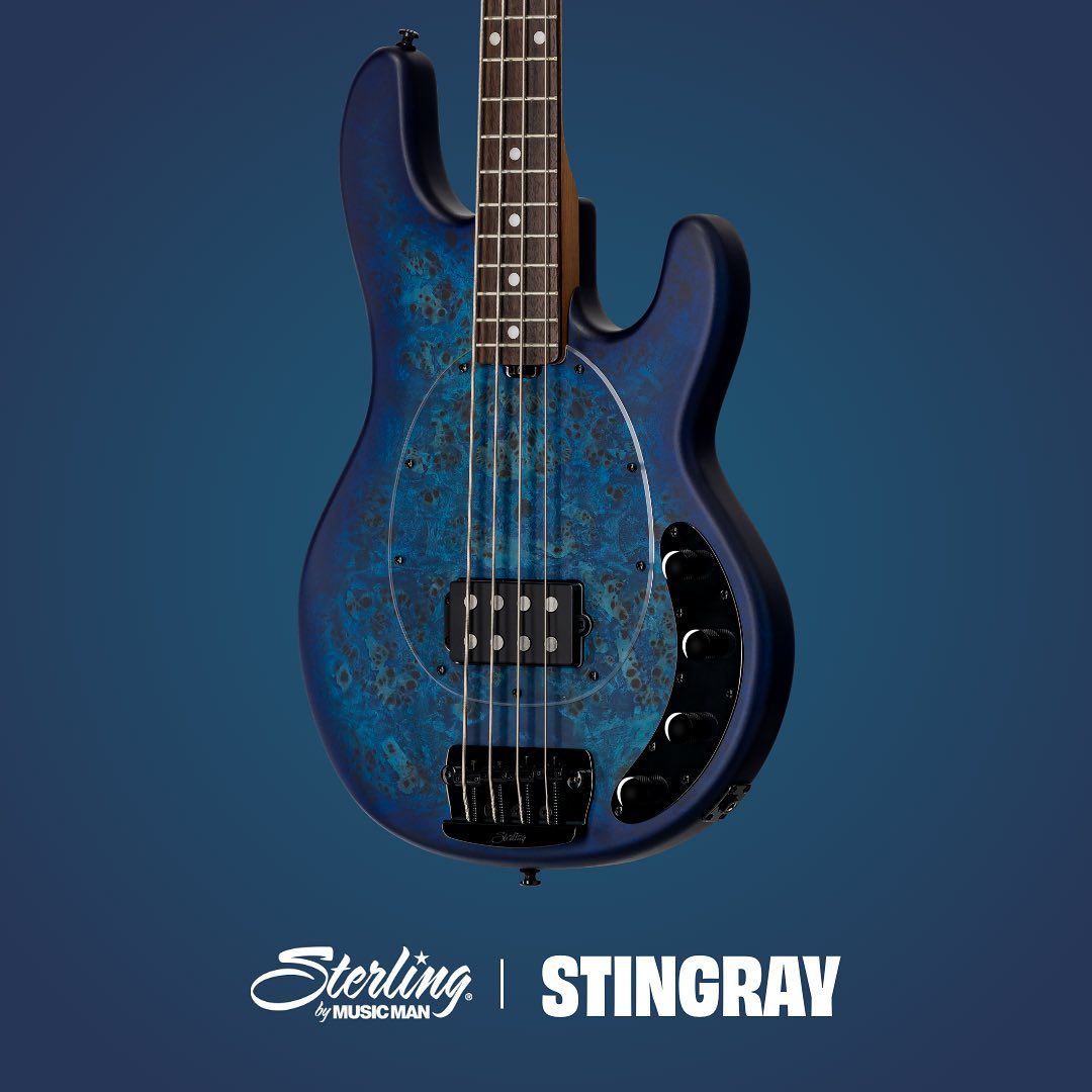 StingRay Ray34PB in Poplar Burl Neptune Blue Satin